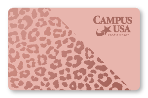 Pink leopard print design on credit card